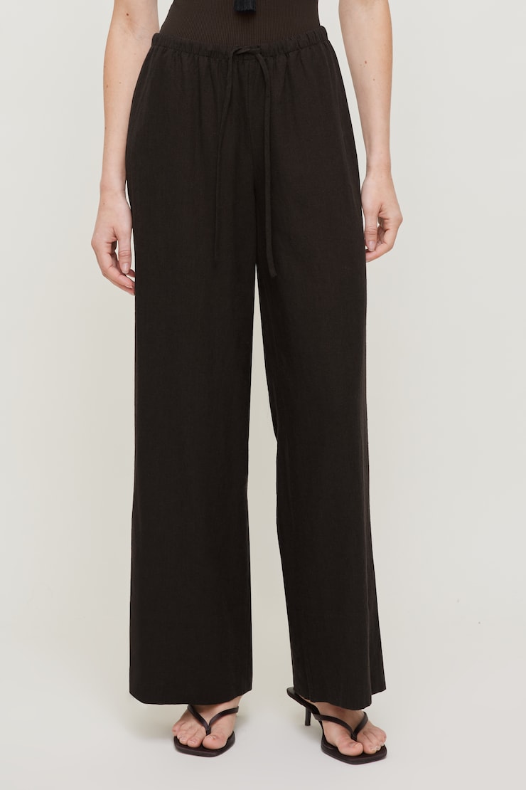 Leo Linen Wide Leg Pants Linen Chocolate Torte Brown large
