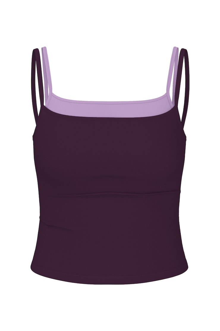 Sleek Double Layer Cami Top, Wild Berry Maroon/Lupine Purple, large