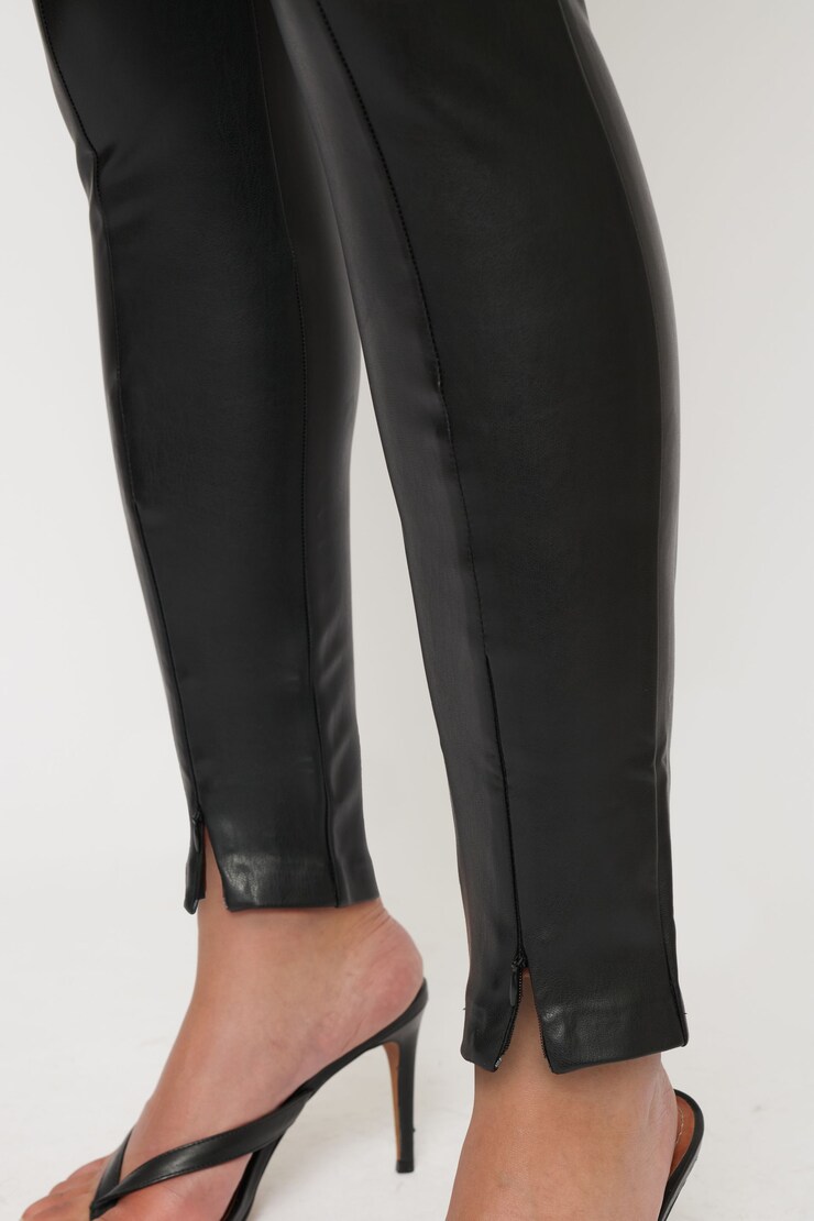 Naomi Front Slit Faux Leather Legging Jet Black large