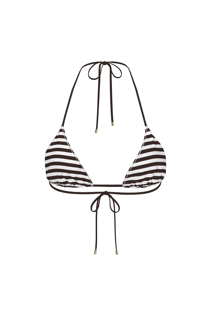 Slider Triangle Bikini Top, Coffee Bean Stripes, large