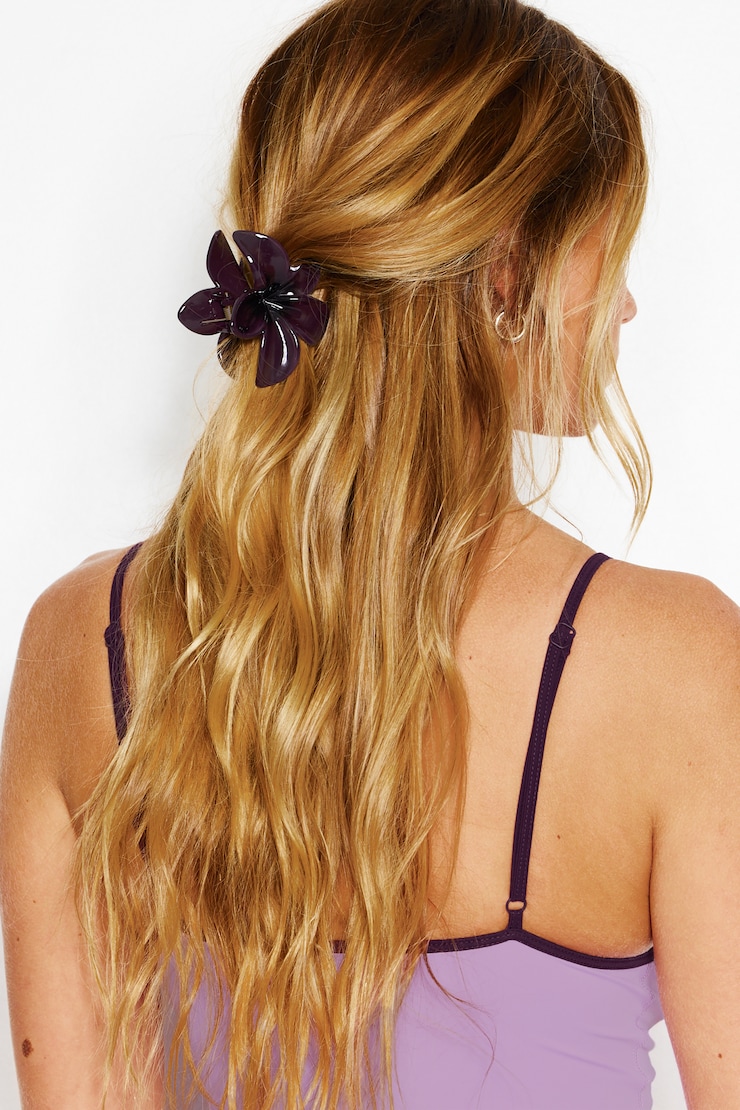 Flower Hair Claw, Wild Berry Maroon, large