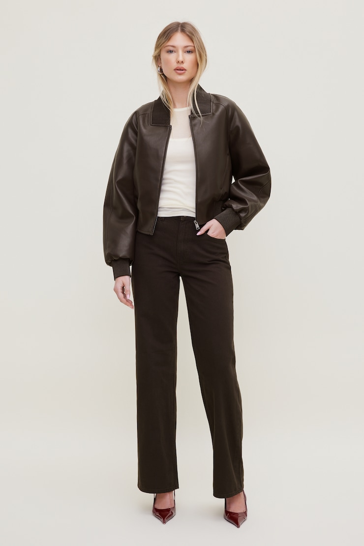 Dynamite Heidi High Rise Wide Leg Jeans in black coffee