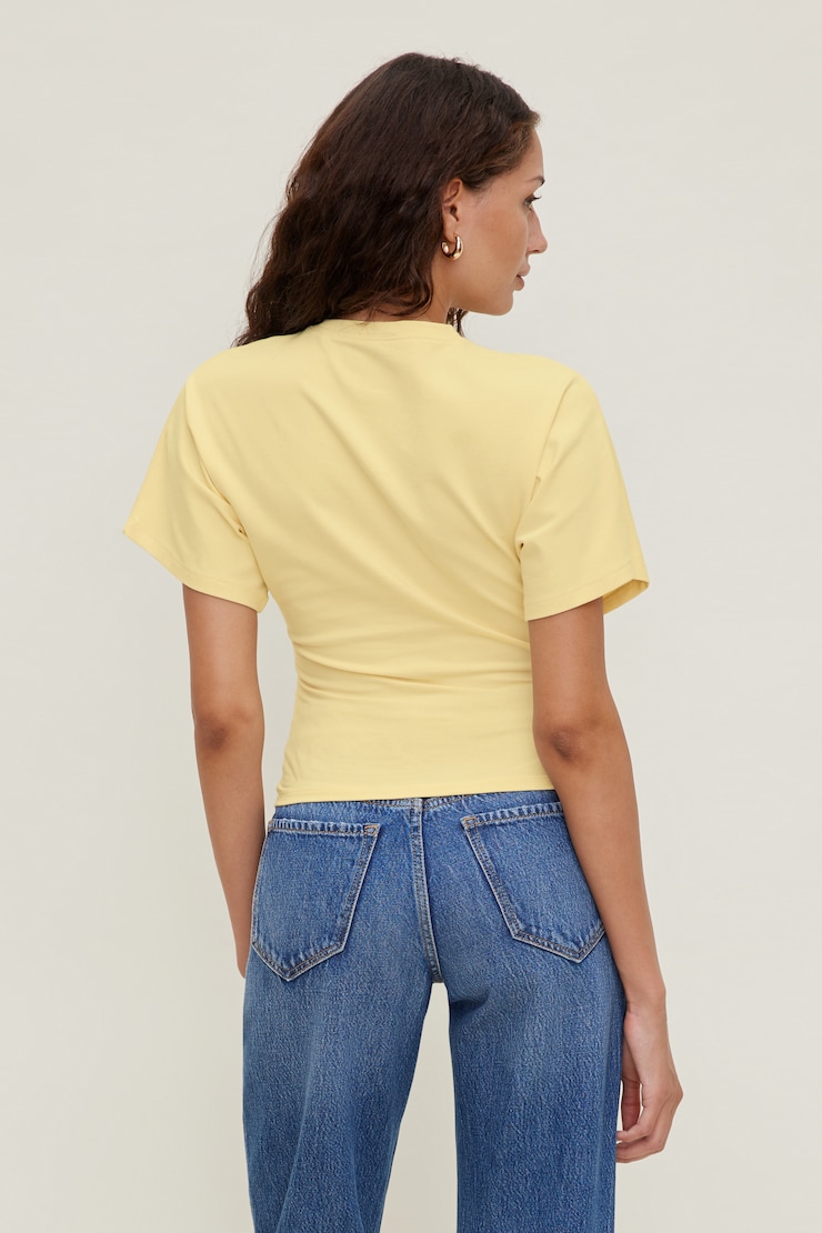 Andrea Cotton Spandex T Shirt Pale Yellow large