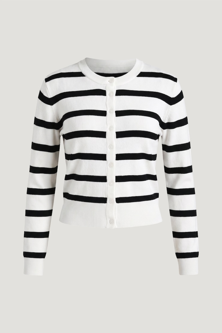 Rebecca Crewneck Cardigan Snow White / Black Stripe large