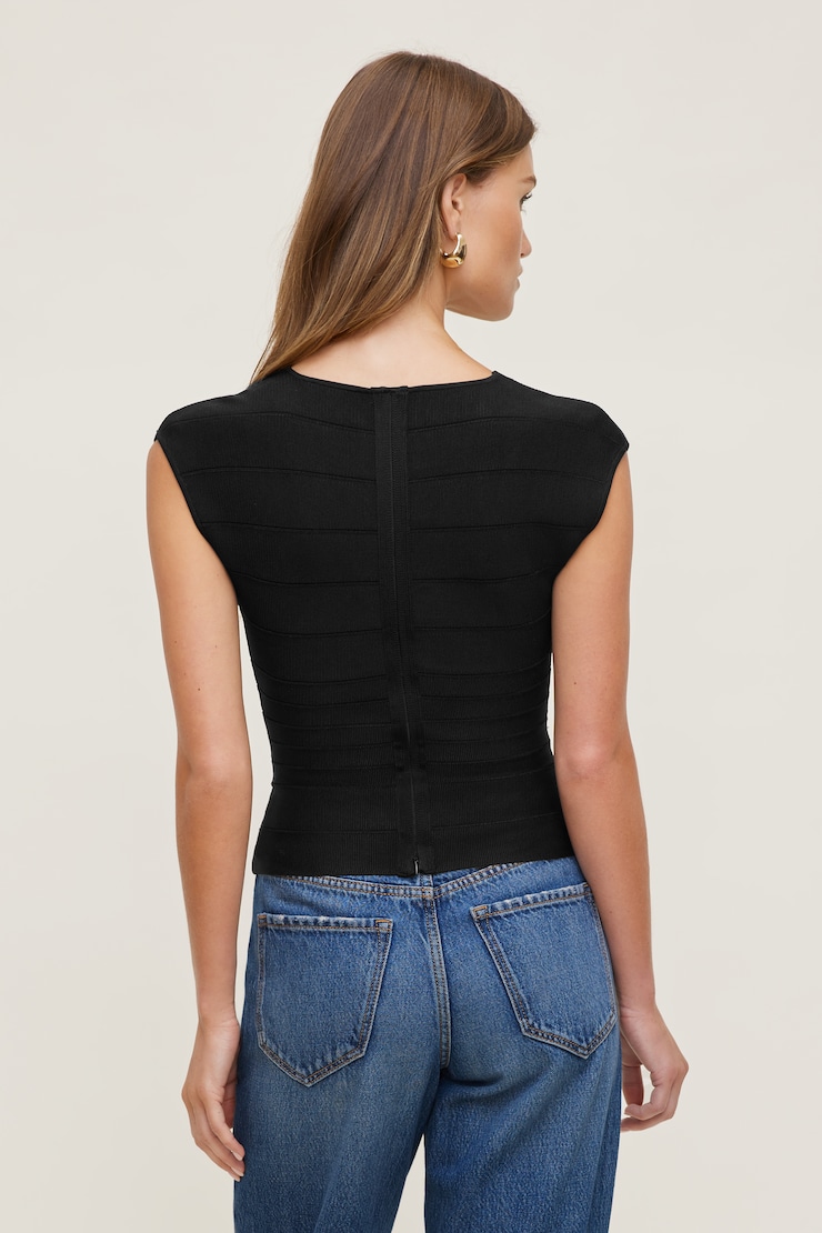 V Neck Bandage Top Jet Black large