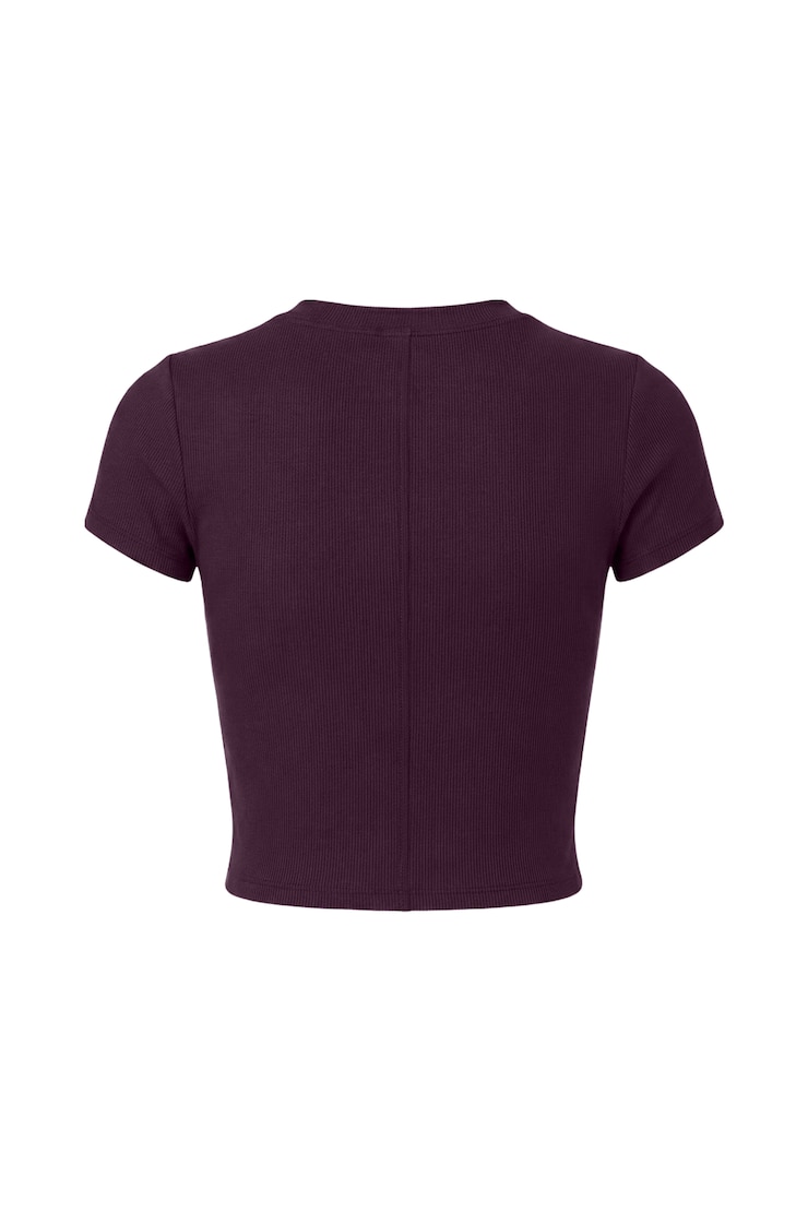SnatchRib Cropped Crewneck T-Shirt, Wild Berry Maroon, large