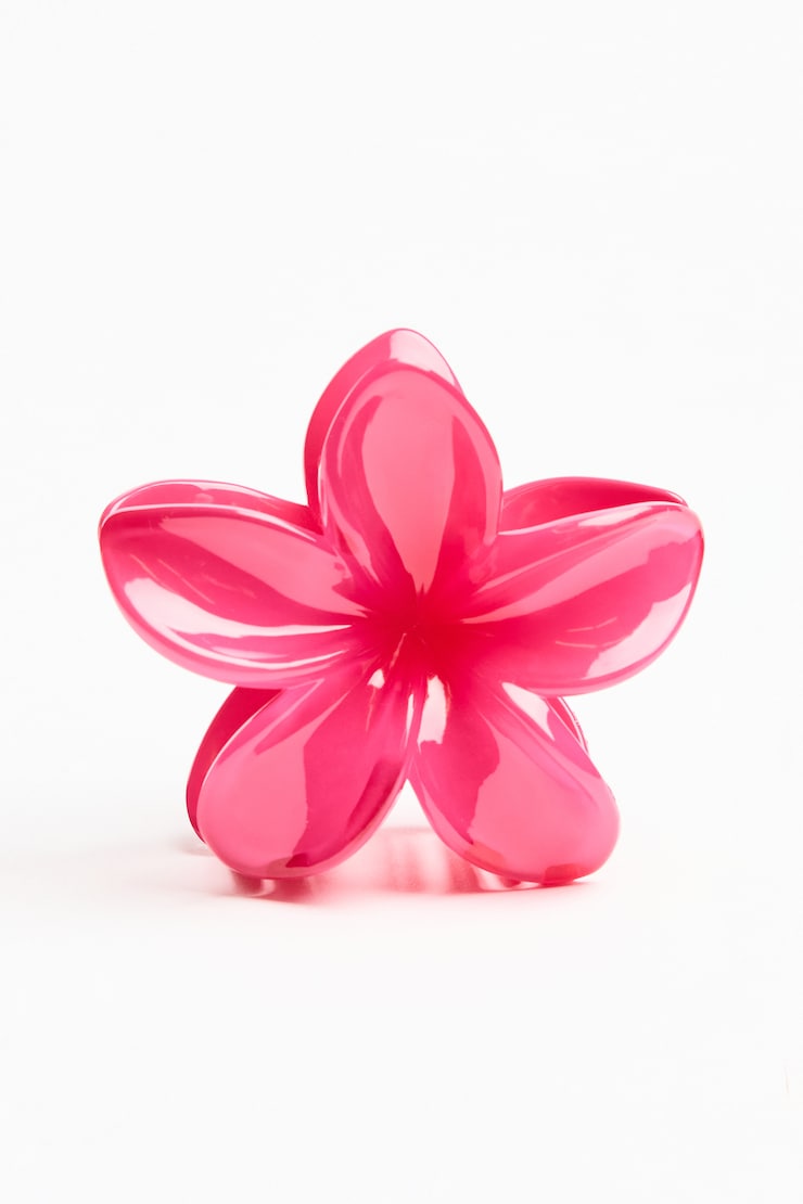 Flower Hair Claw, Translucent Raspberry Pink, large