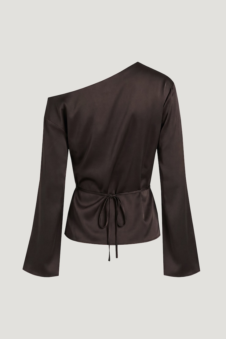 Alexa Satin Blouse Java Brown large