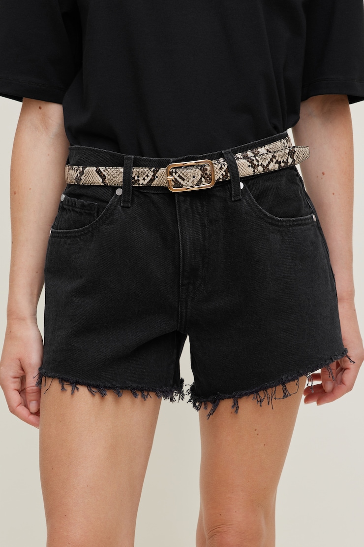 Ceinture mince en faux cuir à boucle rectangulaire et arrondie