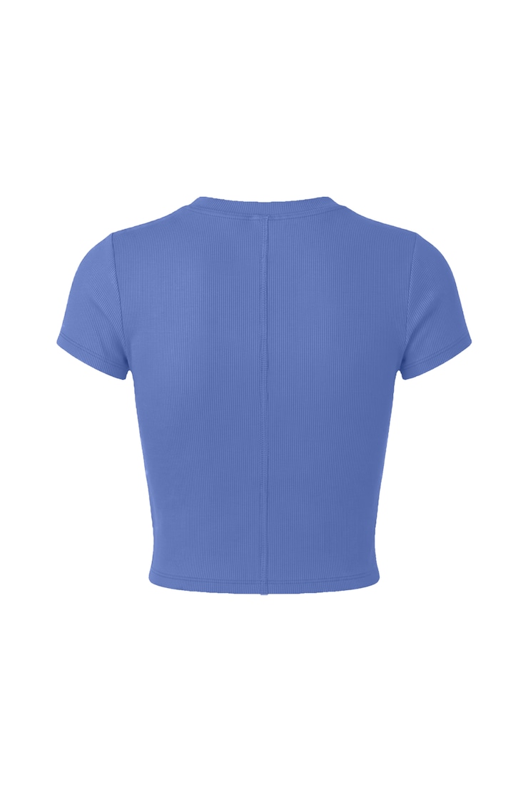 SnatchRib Cropped Crewneck T-Shirt, Blue Blush, large