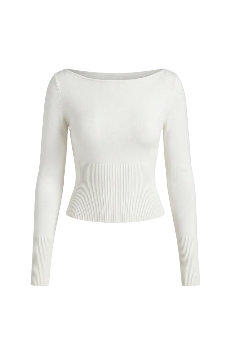 Ryan Fitted Boatneck Sweater, SNOW WHITE, large