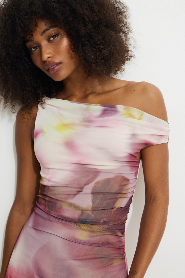Jayde Mesh Midi Dress Flower Swirl Pink large