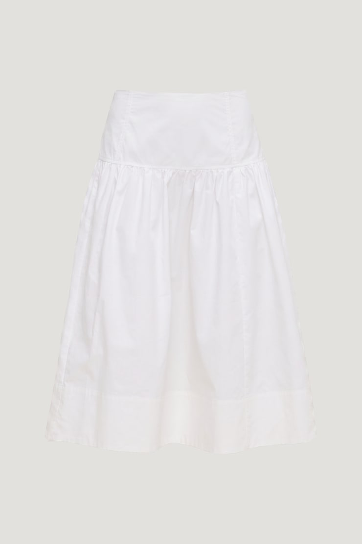 Drop Waist Poplin Midi Skirt Bright White large