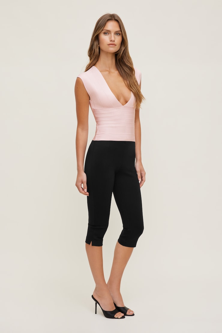 V Neck Bandage Top Pale Lilac Pink large