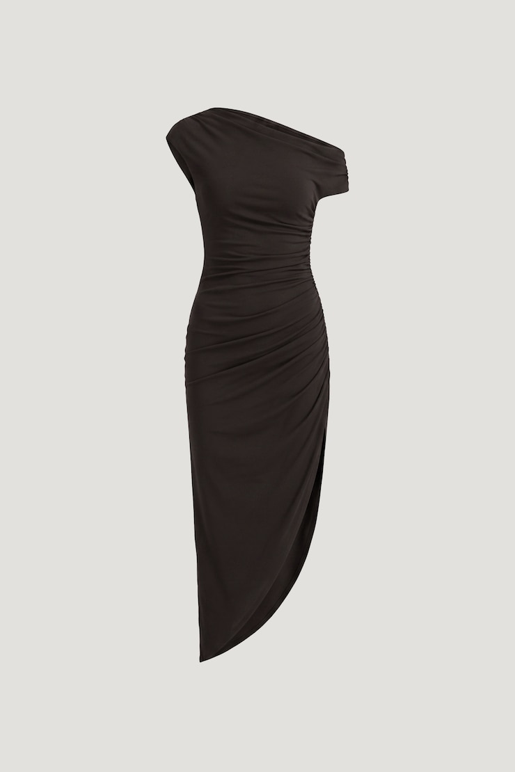 Veronica Asymmetric Midi Dress Chocolate Torte Brown large