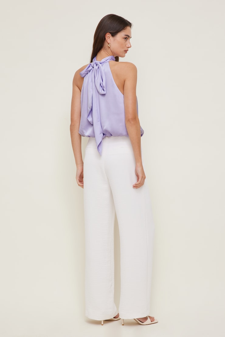 Paloma Bubble Satin Halter Blouse Purple Heather large