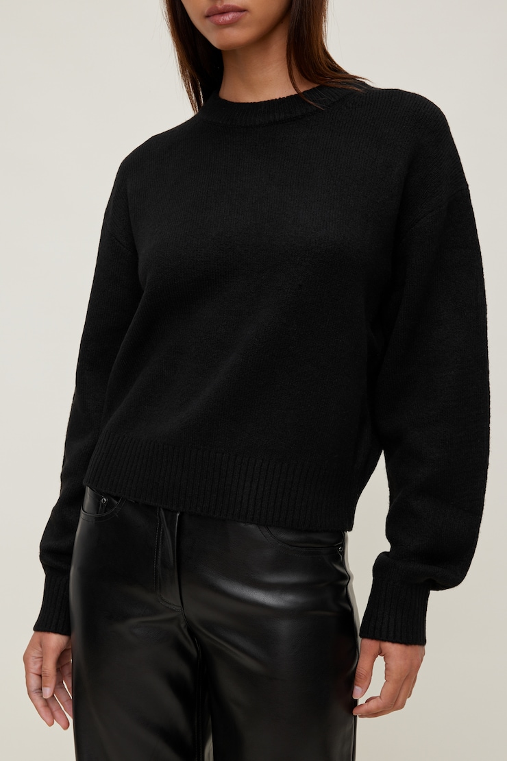 Shrunken Crewneck Sweater Jet Black large