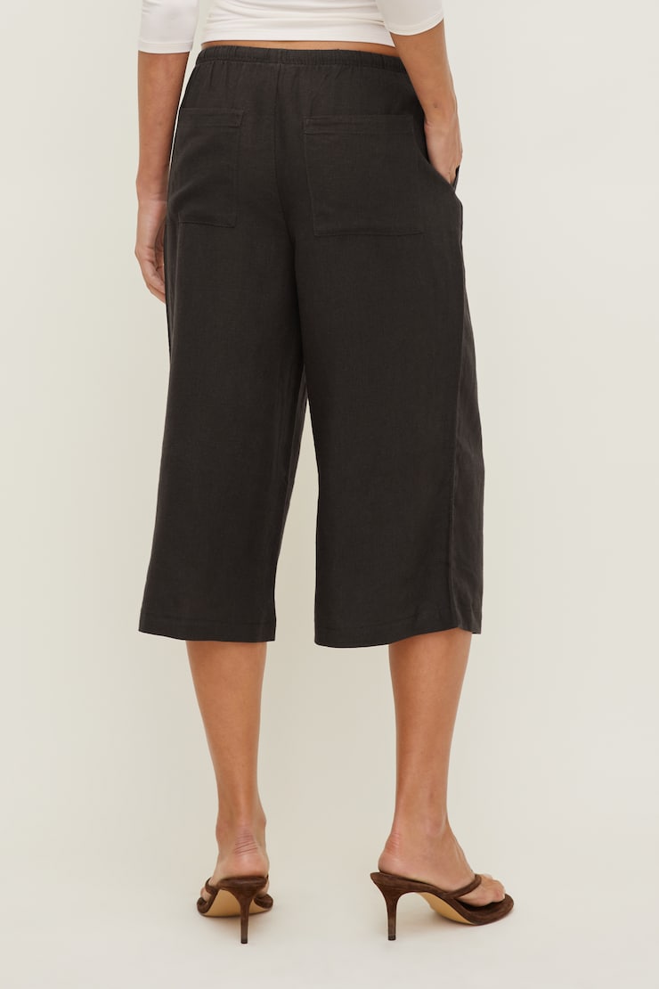 Leo Linen Capri Pants Chocolate Torte Brown large