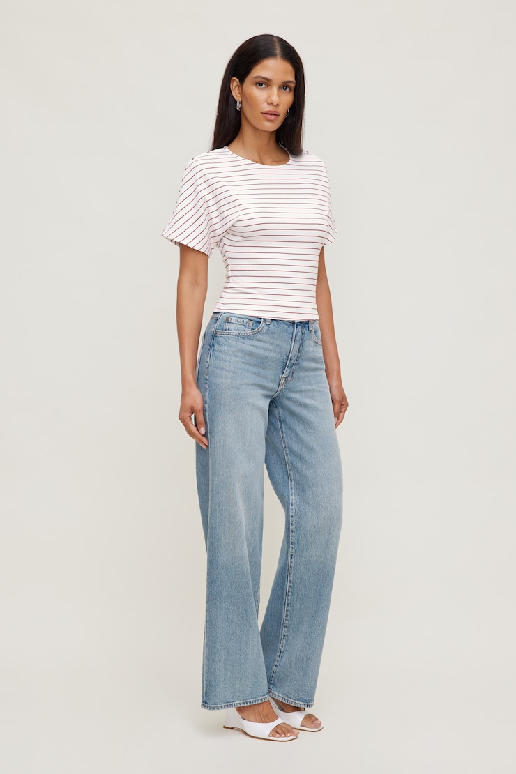 Andrea Striped Cotton T Shirt Red / White Stripes large