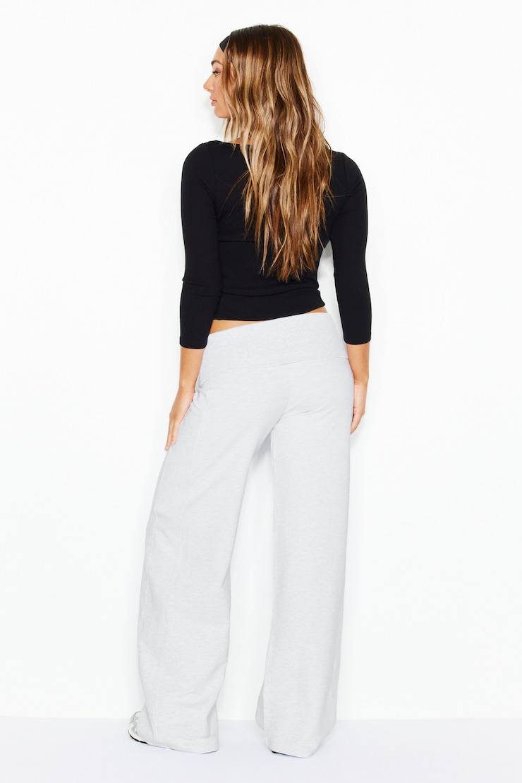 Brushed StretchTerry™ Wide Leg Pants, Spring Grey Mix, large