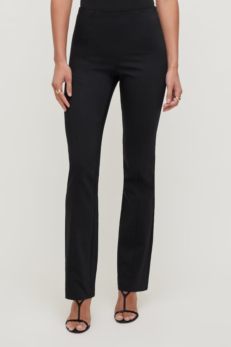 High Rise Slim Bootcut Pants Jet Black large