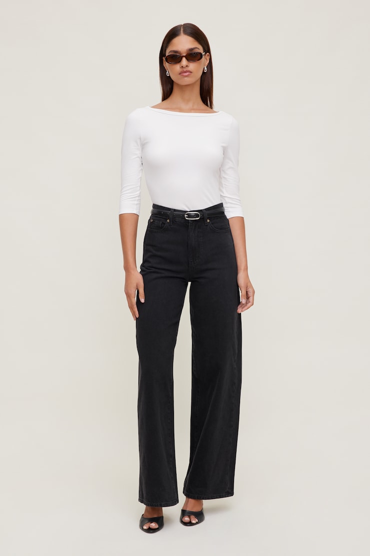 Harlow Ultra High Rise Wide Leg Jeans Granite Black large