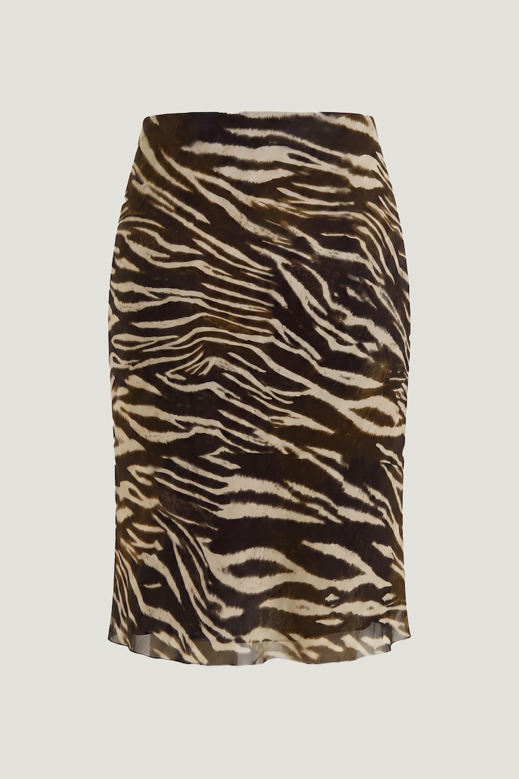 Esther Georgette Midi Skirt Zebra Brown large