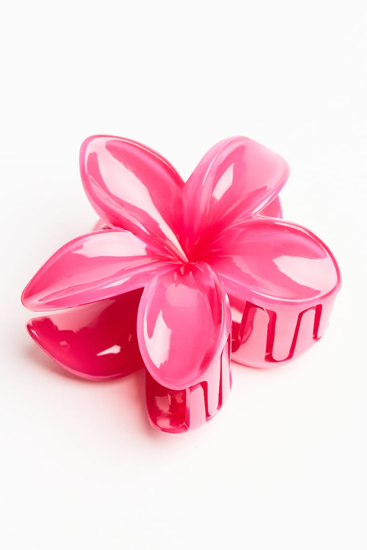 Flower Hair Claw, Translucent Raspberry Pink, large