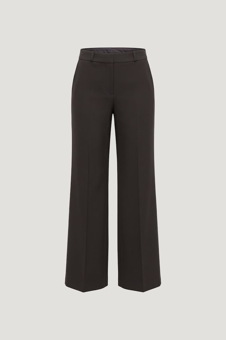 Crepe High Rise Wide Leg Pants Chocolate Torte Brown large