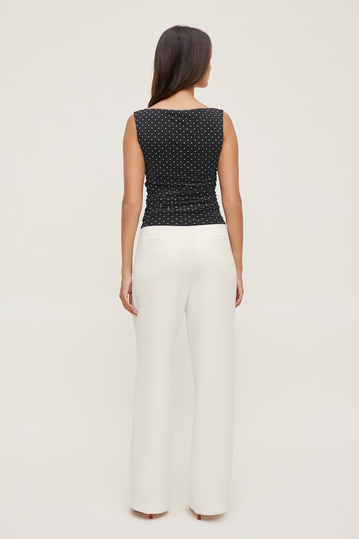 Nola Printed Mesh Tank Top White Dot on Black large