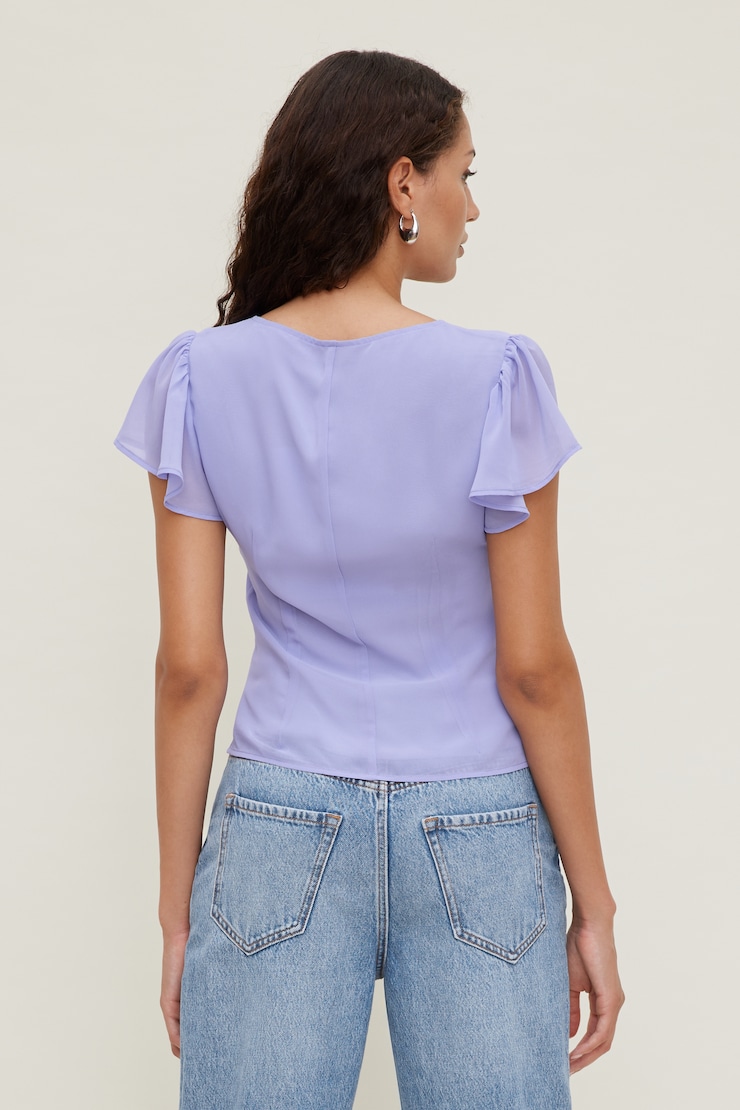 Flutter Sleeve Blouse Sweet Lavender Purple large