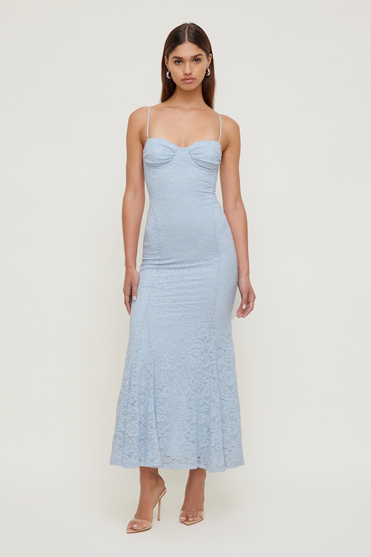 Monet Lace Overlay Maxi Dress Heather Blue large