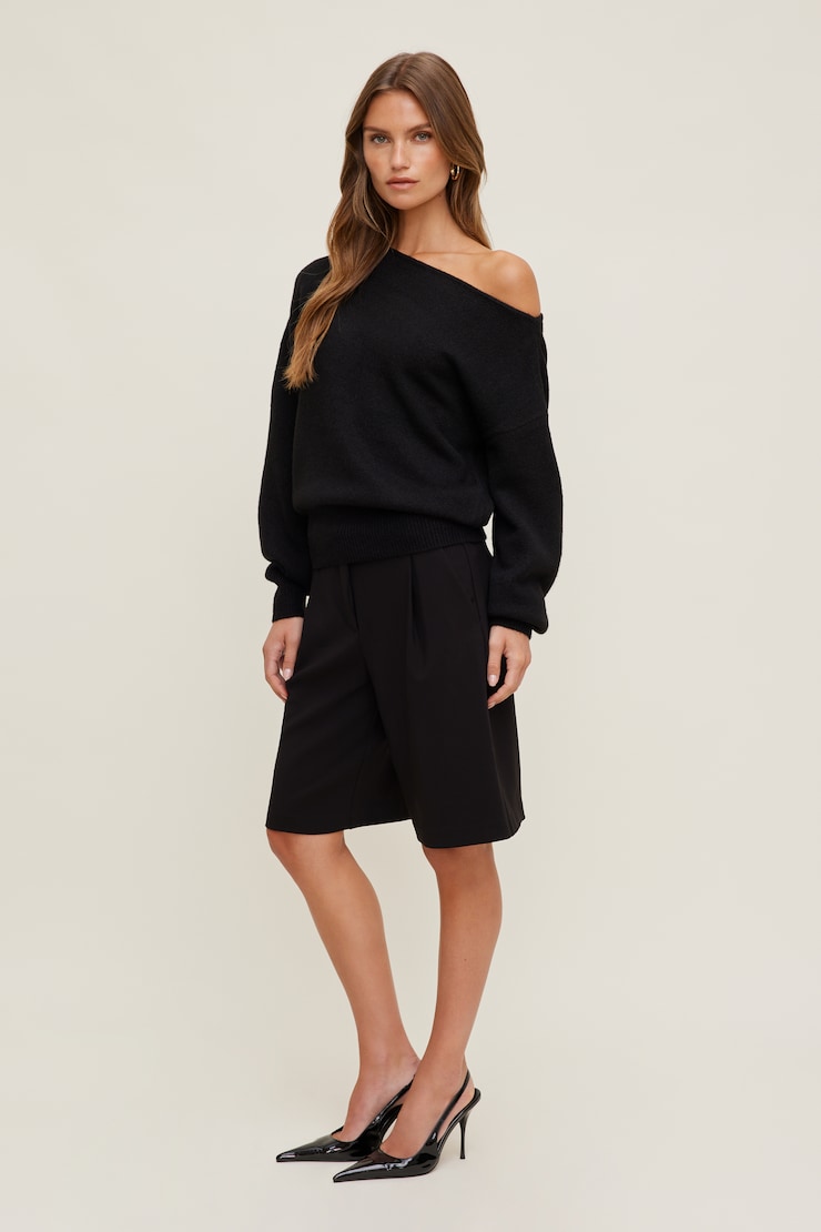 Lola Off Shoulder Sweater Jet Black large