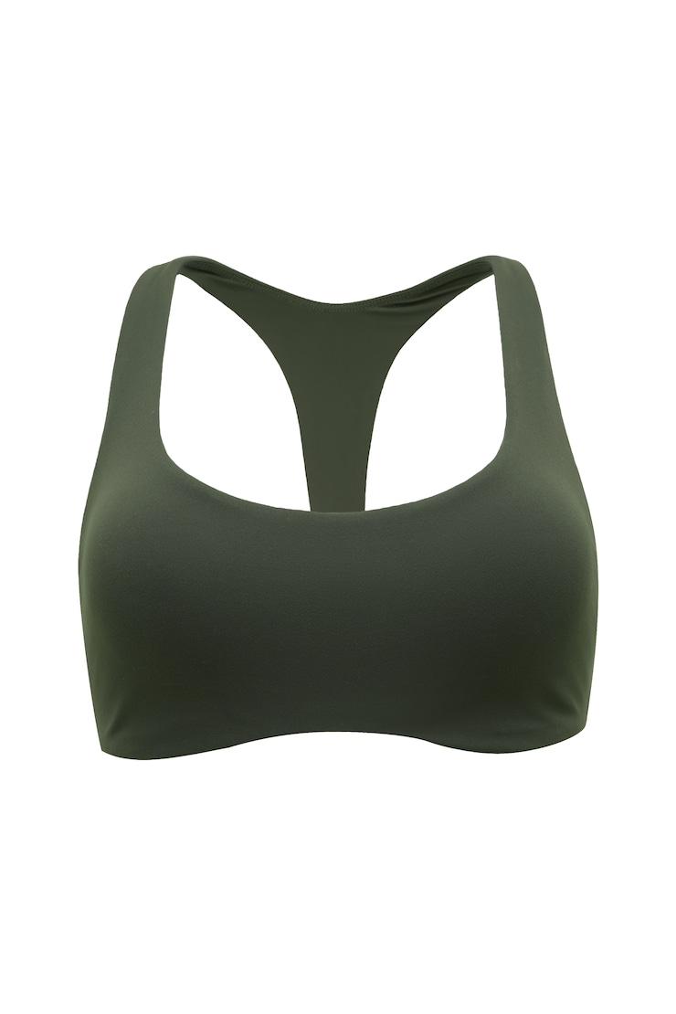 Soutien-gorge de sport à dos nageur et col échancré, Obsession olive, large