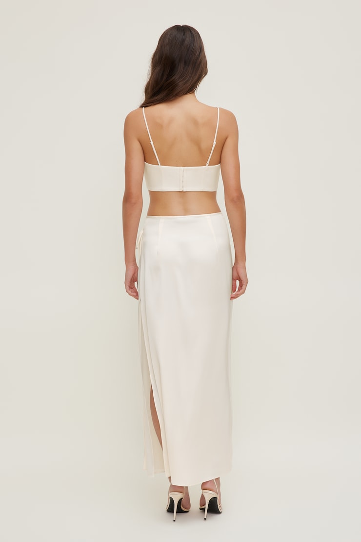 Satin Wrap Maxi Skirt Sea Salt Cream large