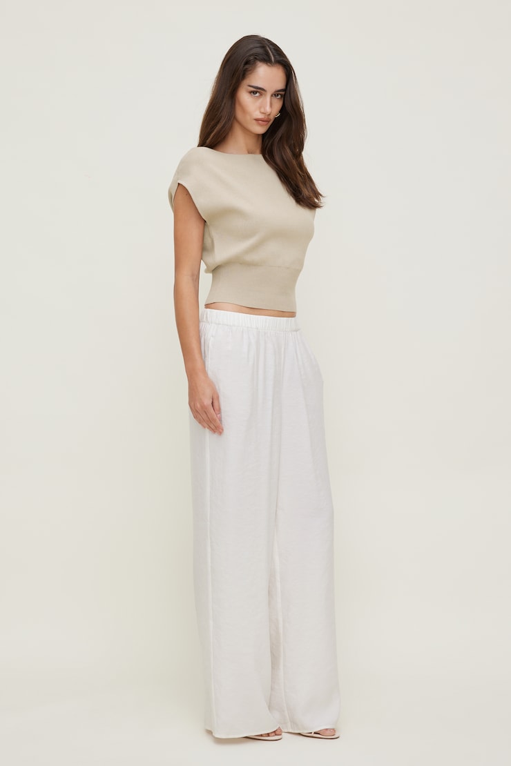 Priya Wide Leg Pants Calming White large