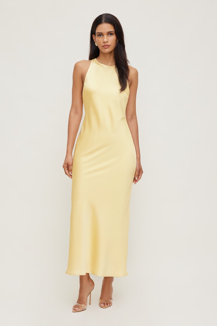 Andy Satin Maxi Dress Pale Yellow large