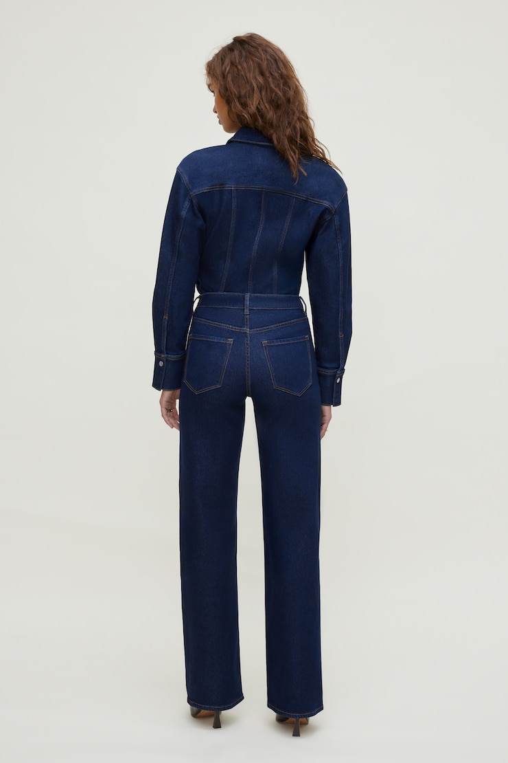 Cinched Stretch Denim Shirt Dark Indigo / Rinse large