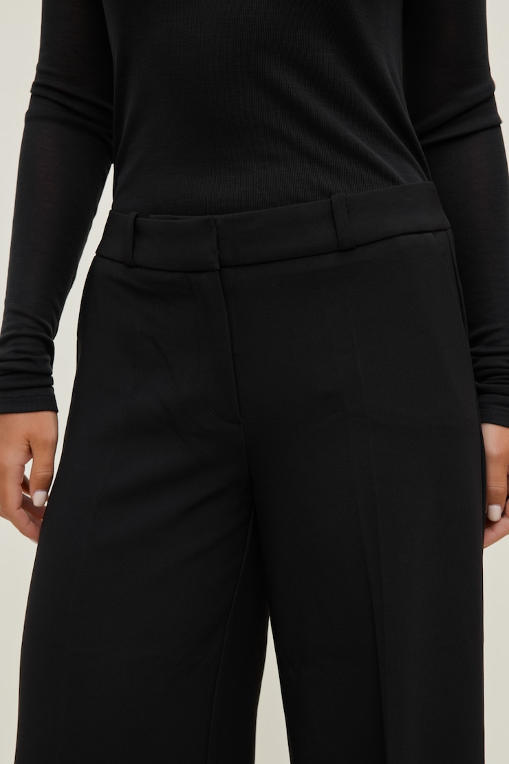 Crepe High Rise Wide Leg Pants
