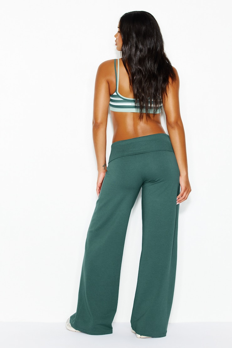 Brushed StretchTerry™ Foldover Pants, Teal Temptation, large