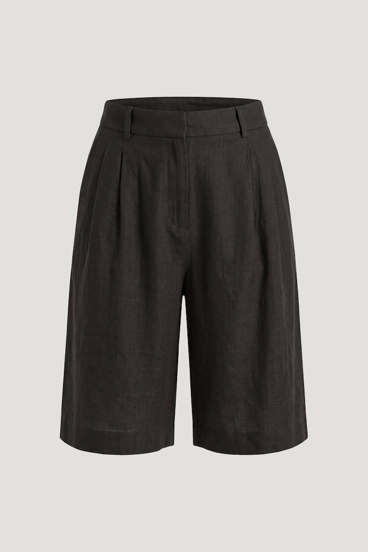 Linen High Rise Bermuda Shorts Chocolate Torte Brown large