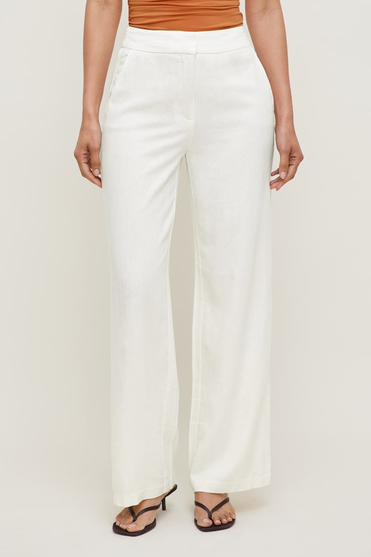 Yasmin Linen Straight Leg Pants Snow White large