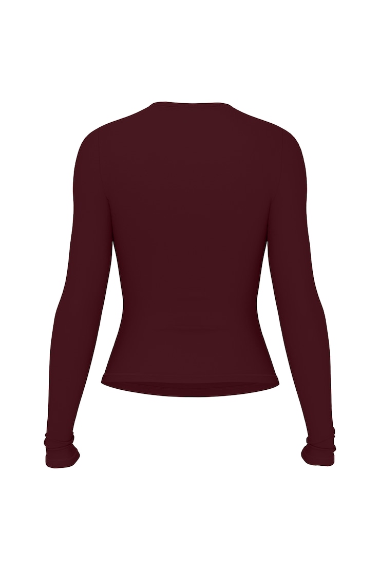 Baretouch Crewneck Long Sleeve Top, Burgundy Bite, large