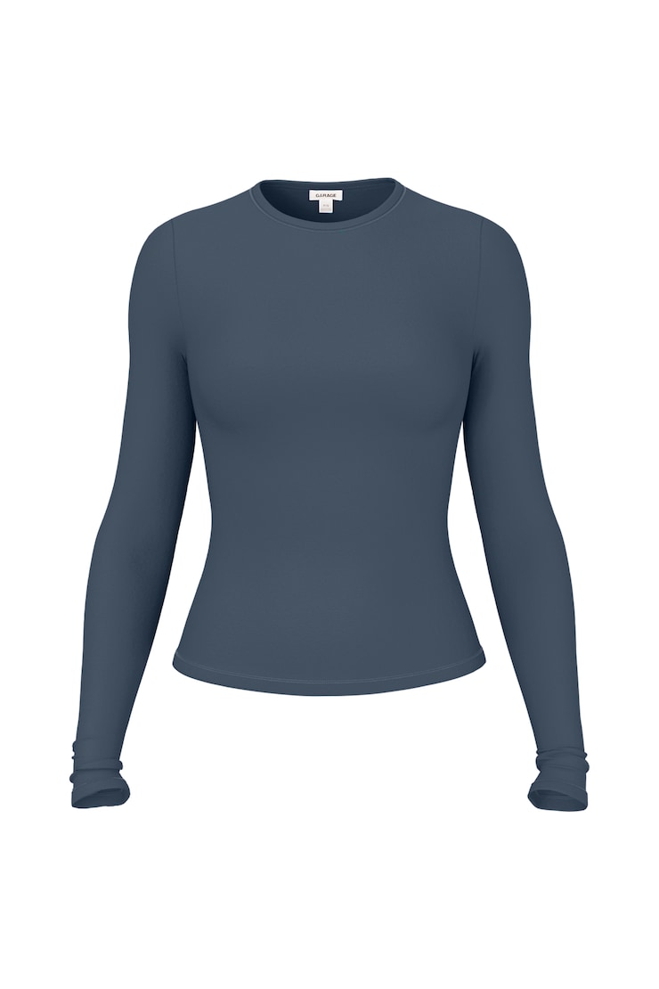 Baretouch Crewneck Long Sleeve Top, Heated Indigo, large
