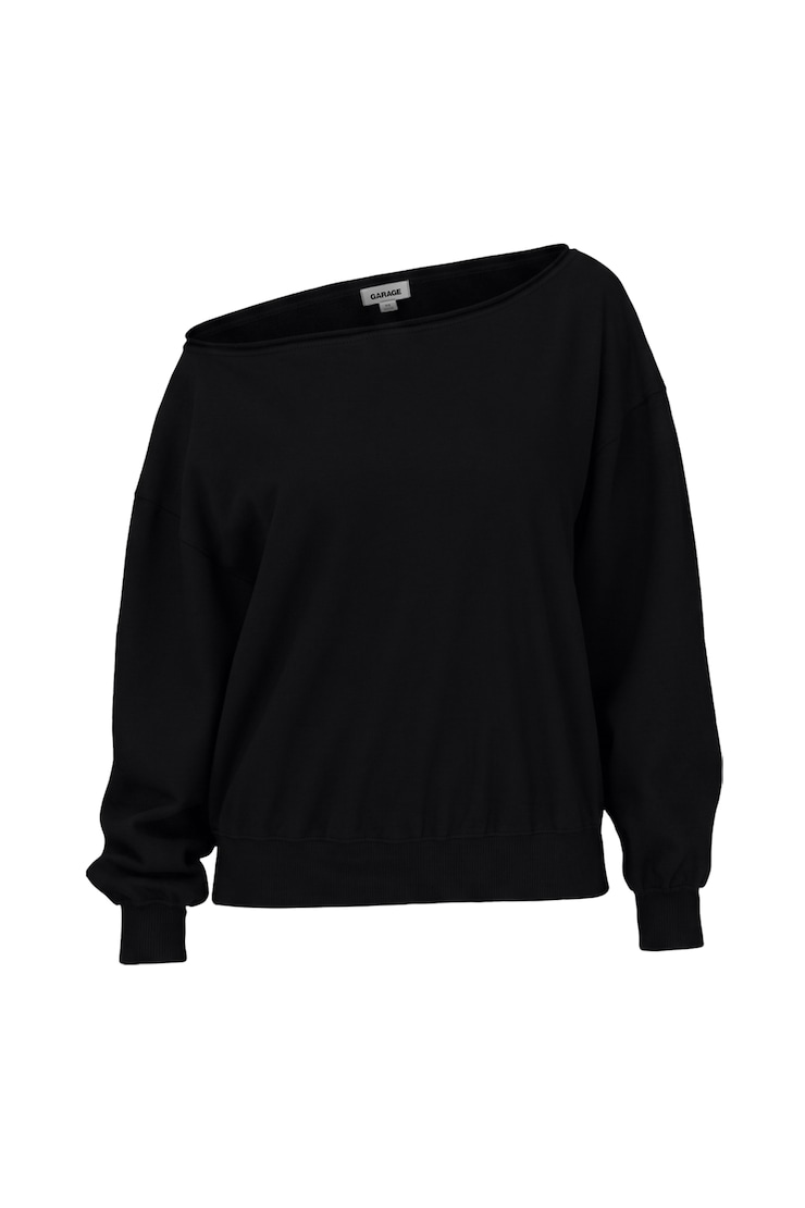 SoftTerry™ Off Shoulder Sweatshirt, Jet Black, large