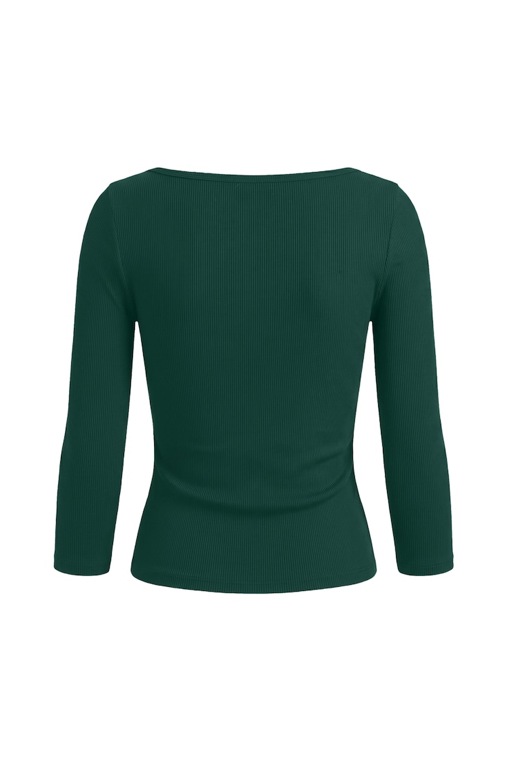 SnatchRib 3/4 Sleeve Top, Green Envy, large