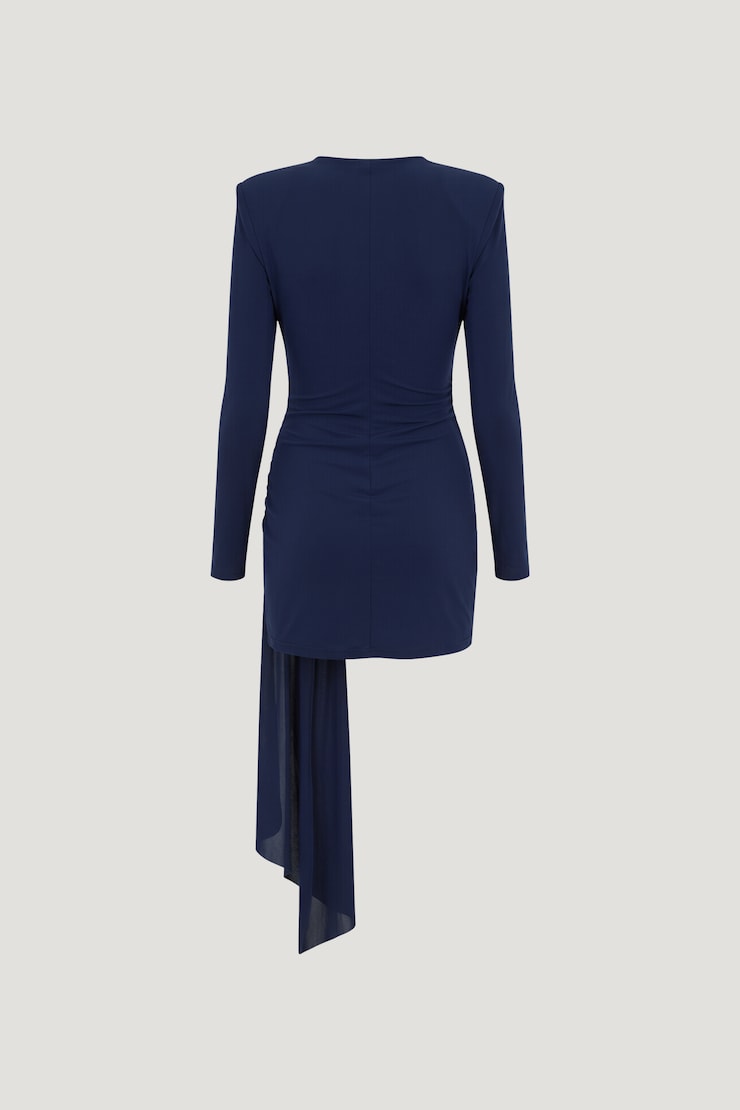 Kiara Draped Sash Mini Dress Ocean Cavern Navy large