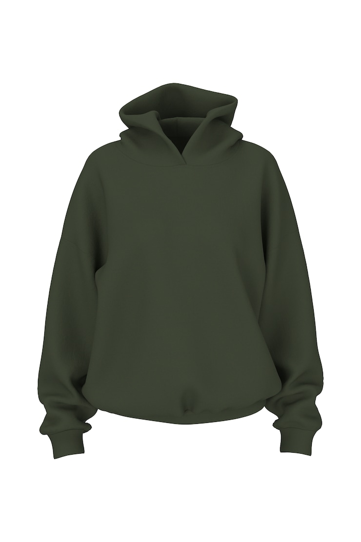 Haut à capuchon en tissu UltraFleece, Obsession olive avec art Garage, large