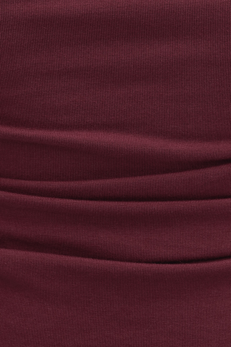 Lace Trim 3/4 Sleeve Top Maroon Banner large