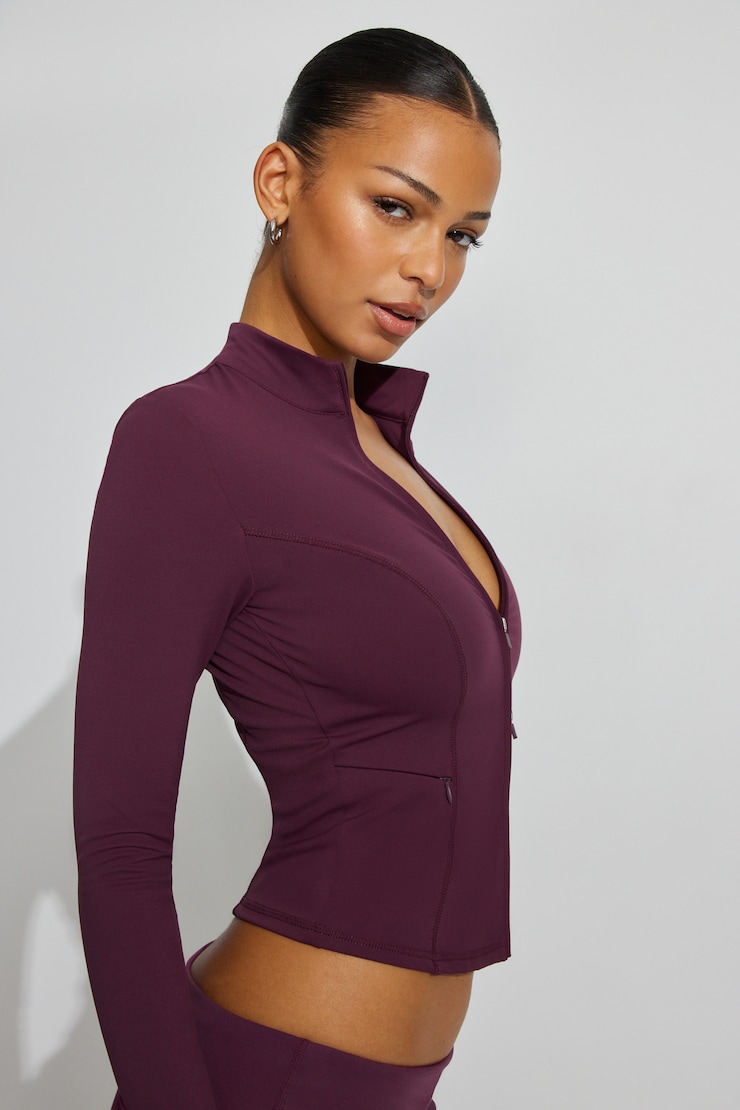 Active Double Zip Jacket Burgundy | Garage